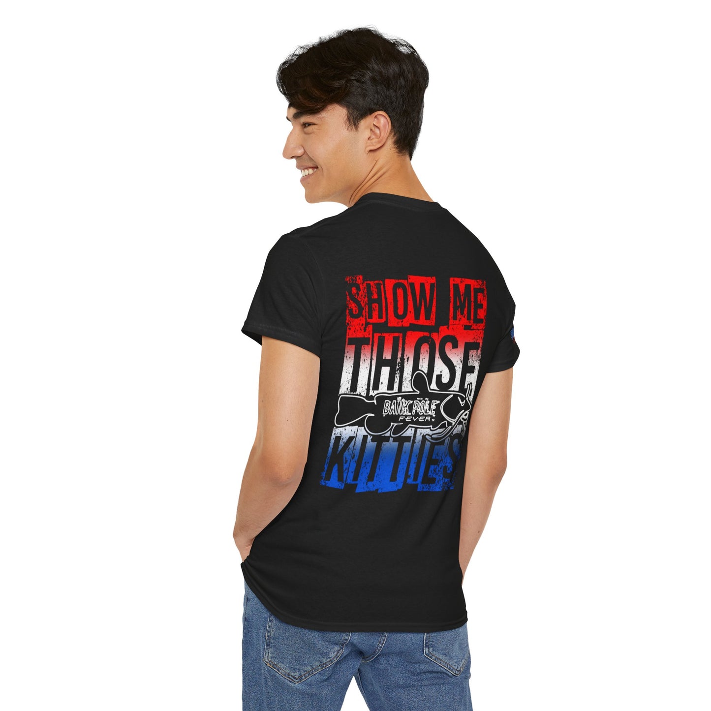 Red/white/Blue Show Me Those Kitties Unisex Heavy Cotton Tee – Bold Graphic T-Shirt for Fishermen