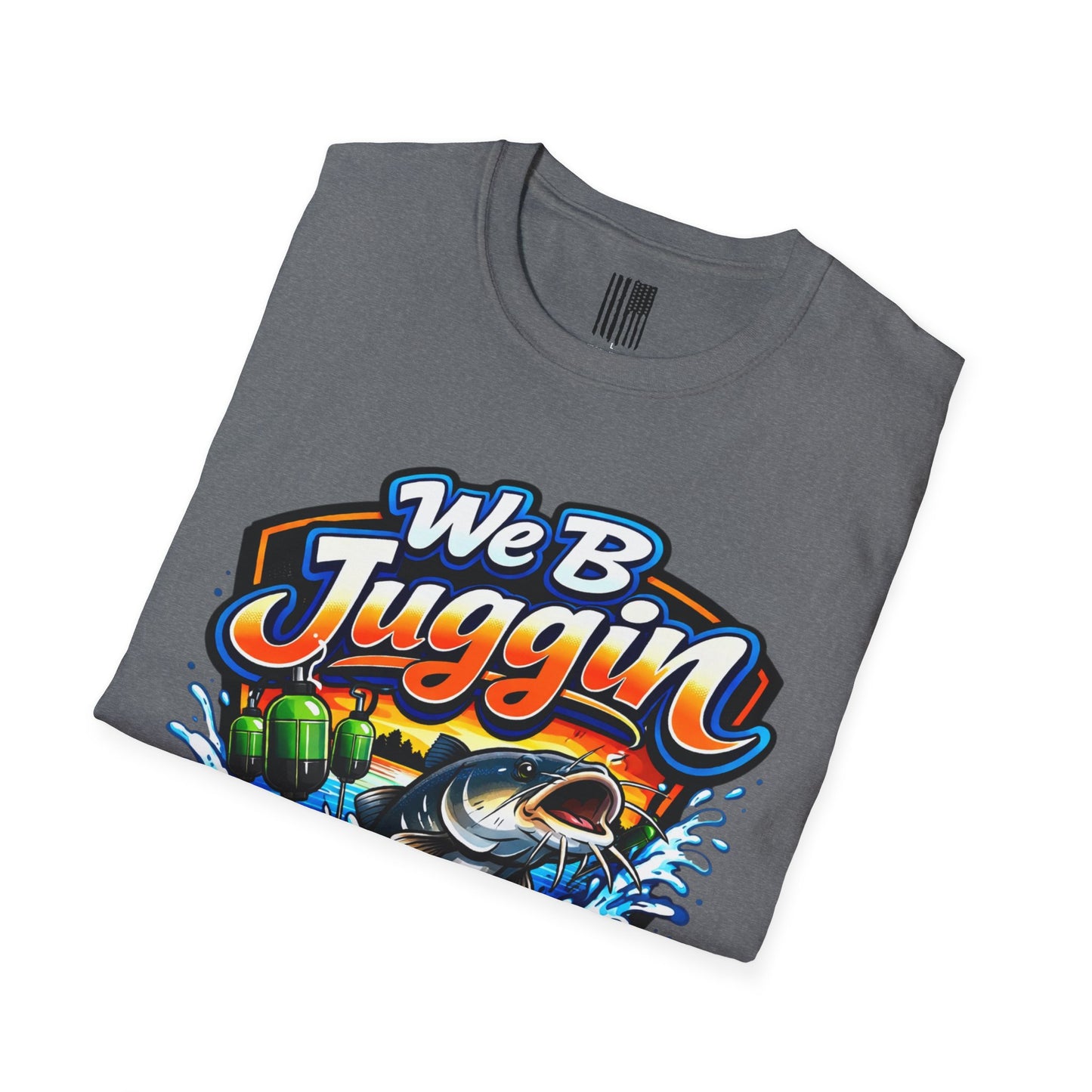 Fishing T-Shirt — "We B Juggin" River Monsters Vertical Trot Lines Graphic Tee