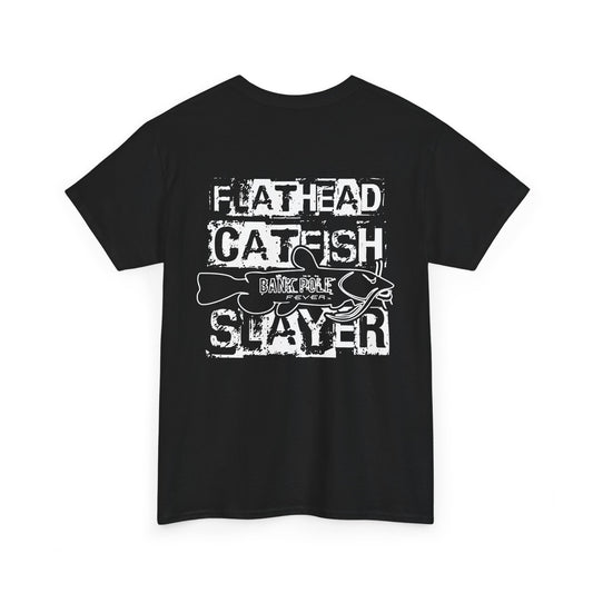 Mens/ Women's Adult Flathead Catfish Slayer Unisex Heavy Cotton Tee - Fun Fishing Shirt for Anglers
