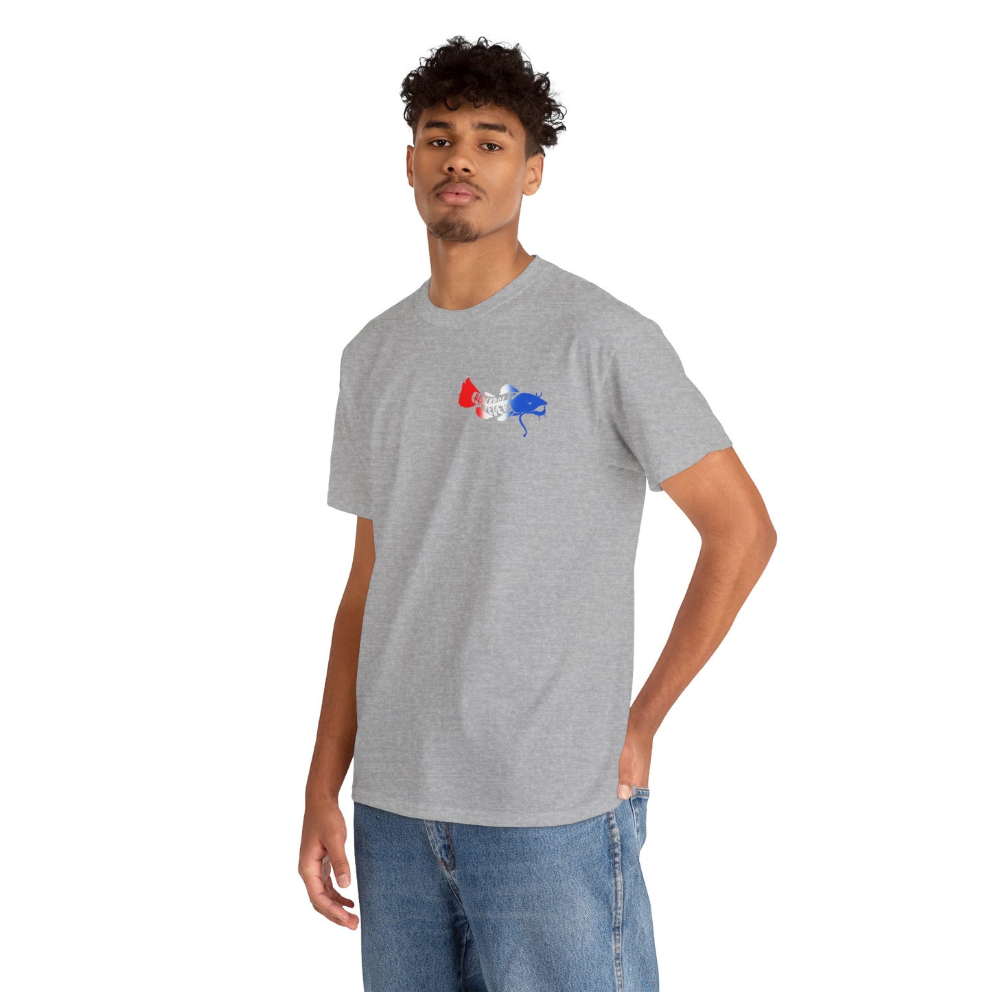 Red/white/Blue Show Me Those Kitties Unisex Heavy Cotton Tee – Bold Graphic T-Shirt for Fishermen