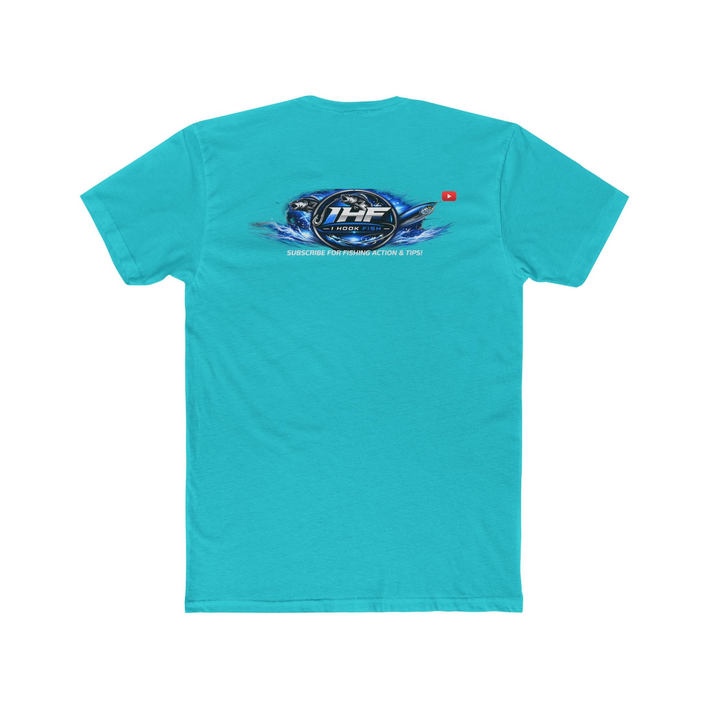THF Racing Logo T‑Shirt — White Crew Tee with Blue Speed Emblem