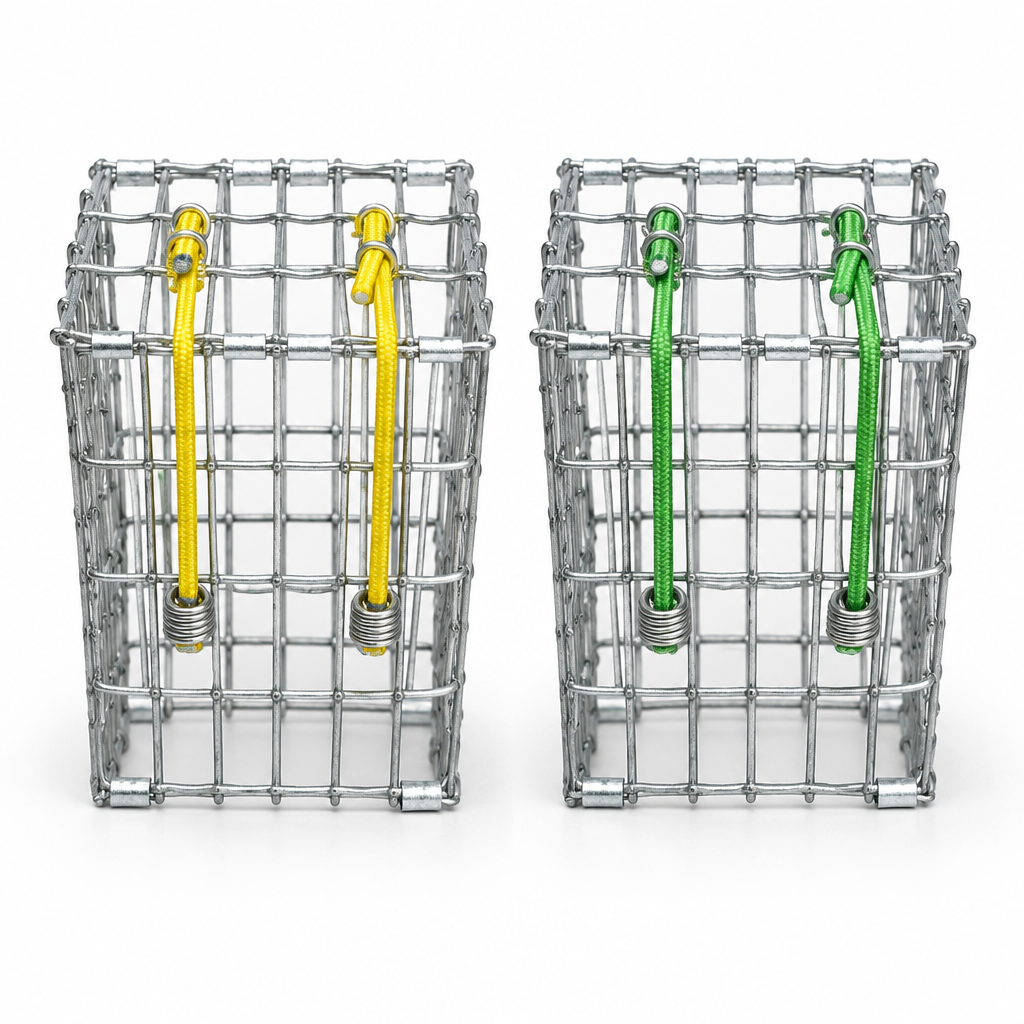 Two bait boxes on a white studio background